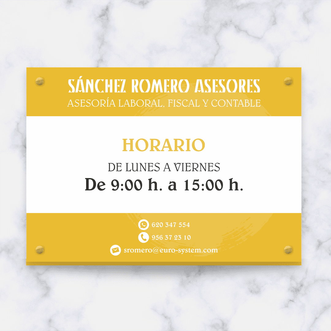 Diseño e impresión de placa para Sanchez Romero Asesores (1)